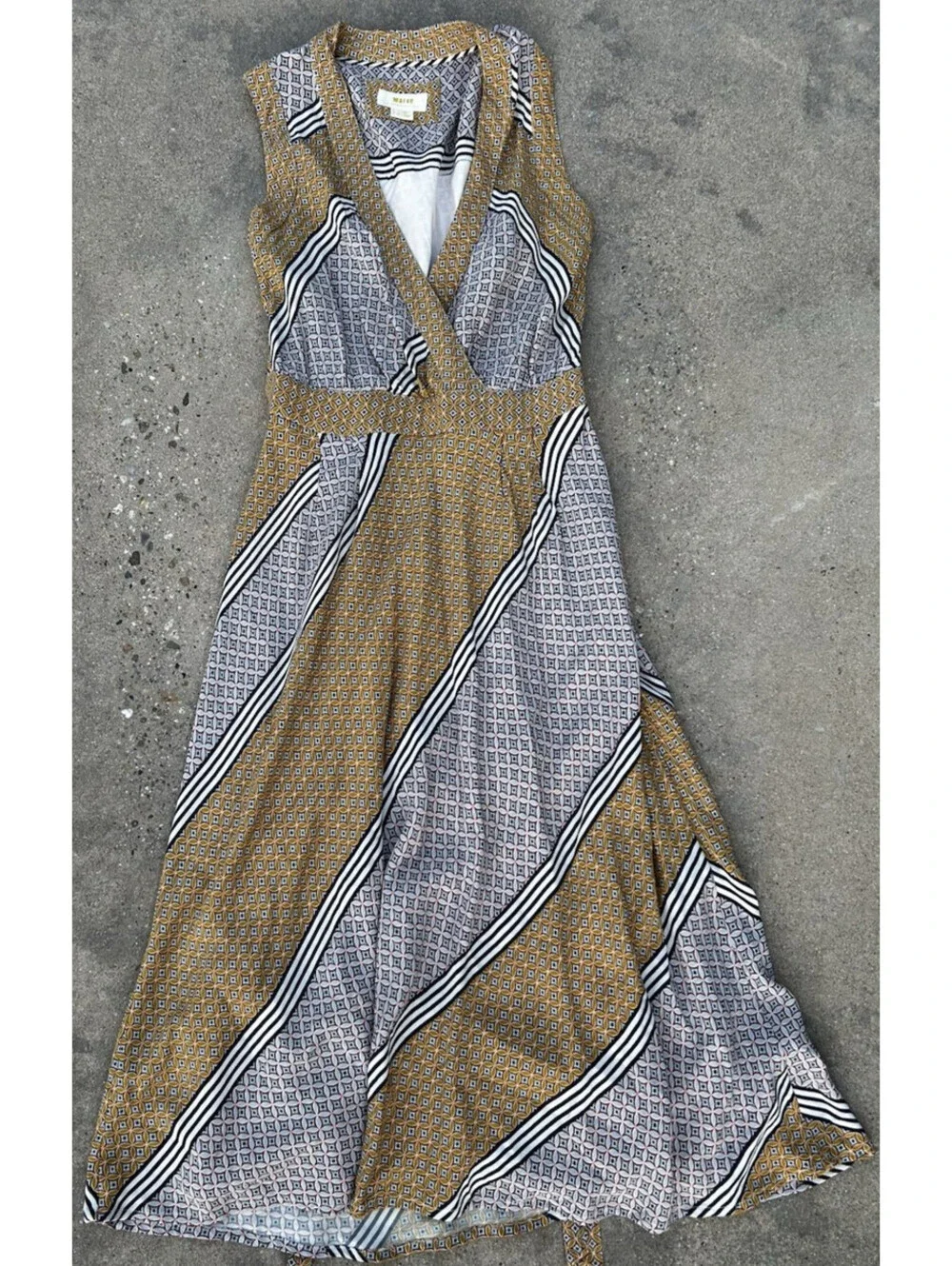 Maeve  by Anthropology Carla Faux Wrap Sleeveless Midi Dress Size 0 Wrap Belt